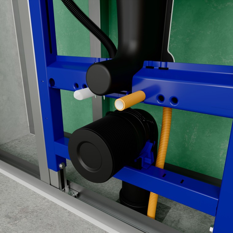 Det ekstra beskyttelseslaget rundt sisternen munner ut rundt spyleledningen og fungerer som integrert lekkasjedeteksjon Det ekstra beskyttelseslaget rundt sisternen munner ut rundt spyleledningen og fungerer som integrert lekkasjedeteksjon