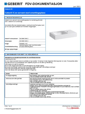 FDV Geberit iCon servant 53cm avsettingsplass