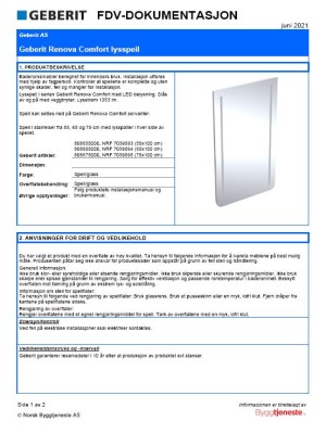 FDV Geberit Renova Comfort lysspeil