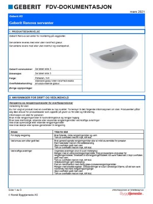 FDV Geberit Renova servanter