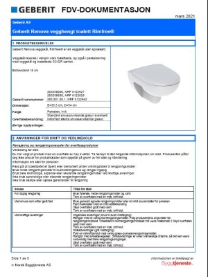 FDV Geberit Renova veggskål