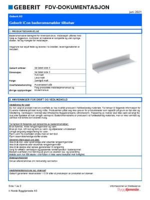 FDV Geberit vegghylle stål