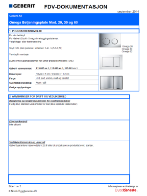 FDV Omega Betjeningsplate