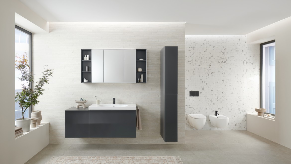 Geberit Acanto baderomsmøbler i lava glass Geberit Acanto baderomsmøbler i lava glass