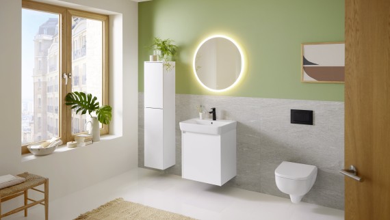 Geberit Selnova baderomsserie kan med sine klassiske linjer integreres i alle typer baderom. Geberit Selnova baderomsserie kan med sine klassiske linjer integreres i alle typer baderom.