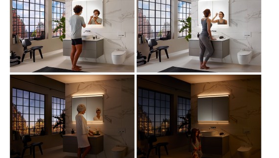 Ulike lysstemninger på badet med Geberit ComfortLight lyskonsept (© Geberit) Ulike lysstemninger på badet med Geberit ComfortLight lyskonsept (© Geberit)