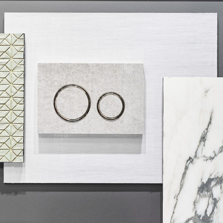 Sigma21 betjeningsplate i betongutseende med forkrommet designringer