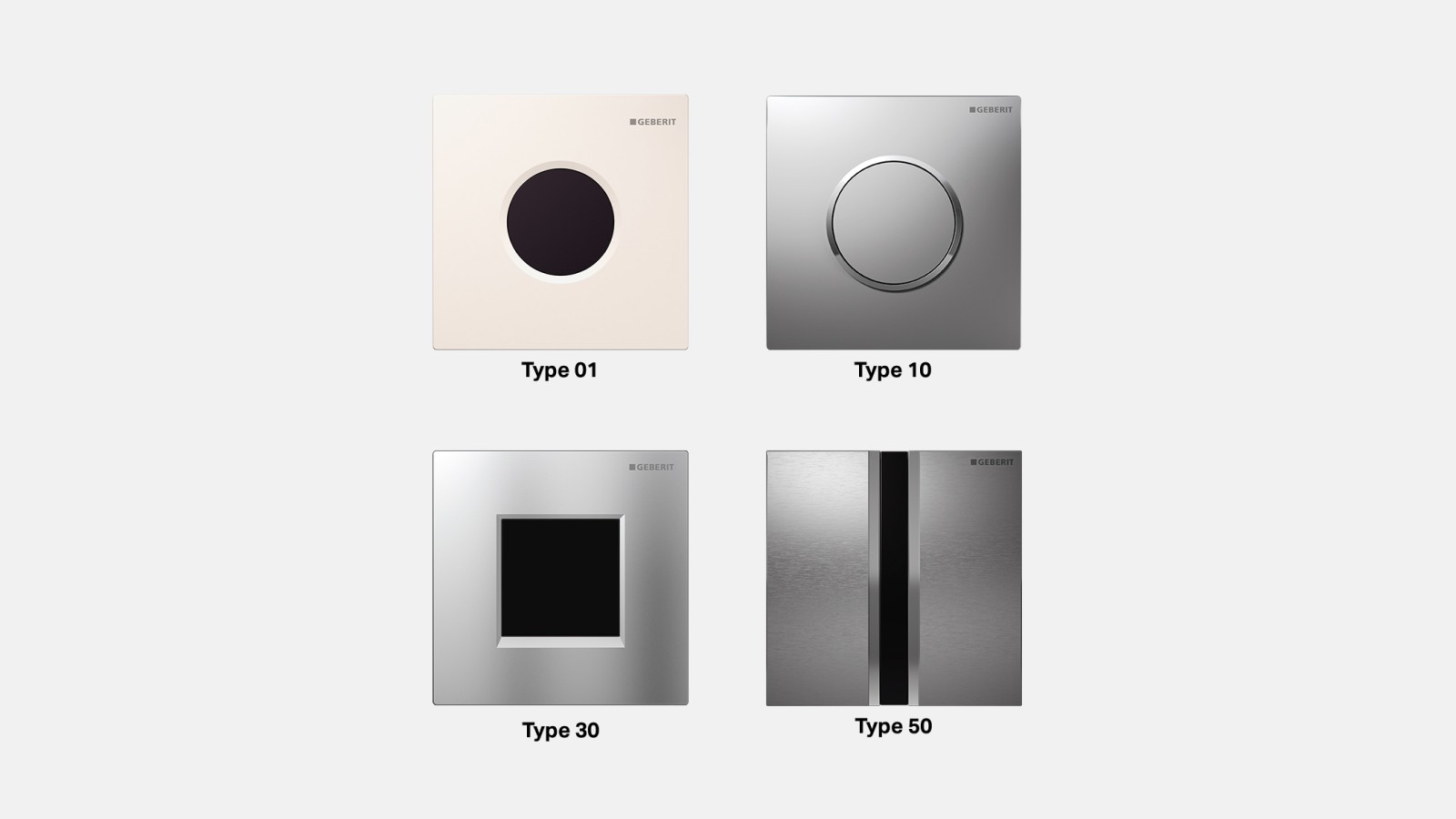 Infrarøde og mekaniske Geberit betjeningsplater for urinaler