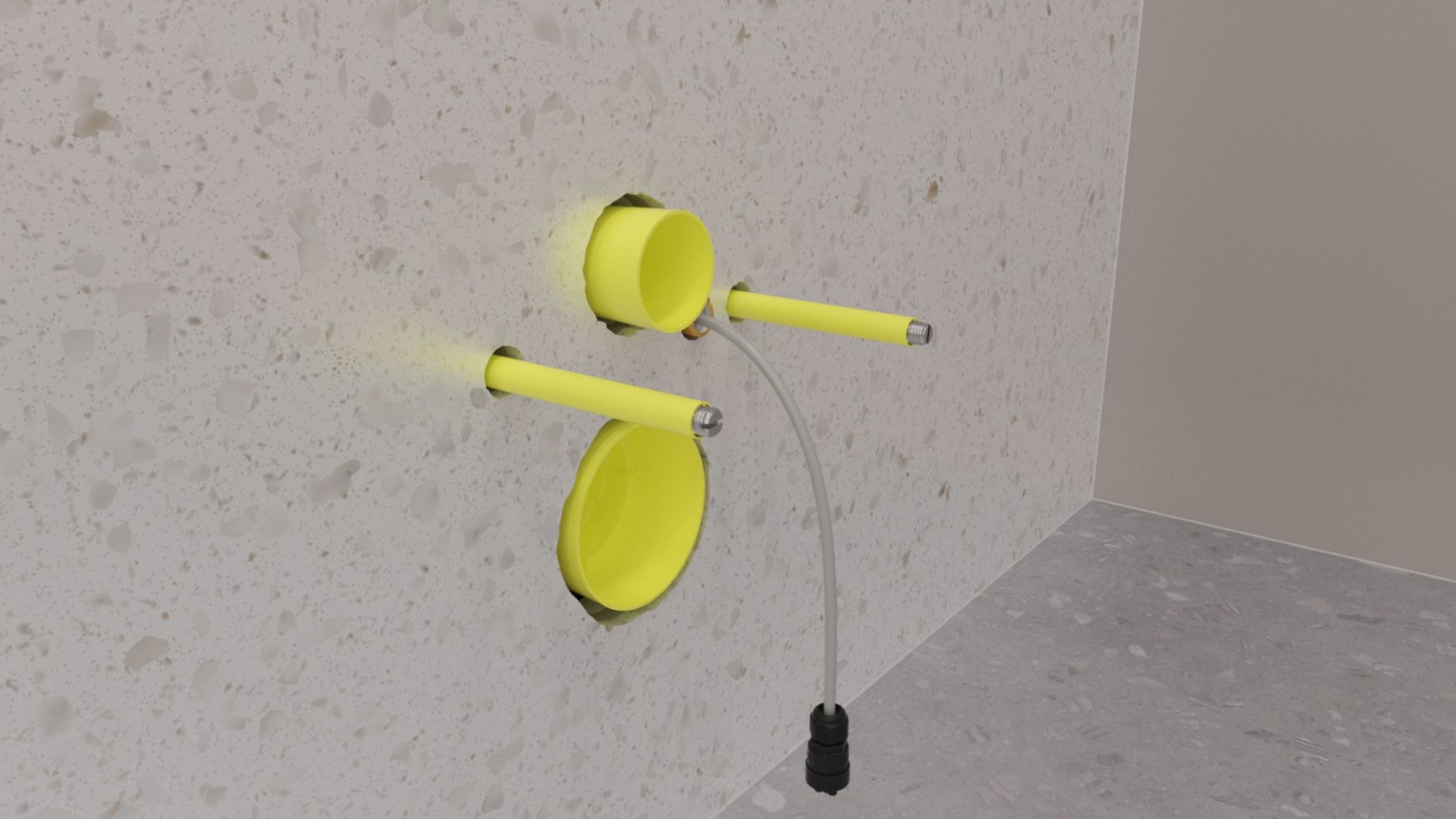 Vann og strømtilkobling for dusjtoalett Vann og strømtilkobling for dusjtoalett