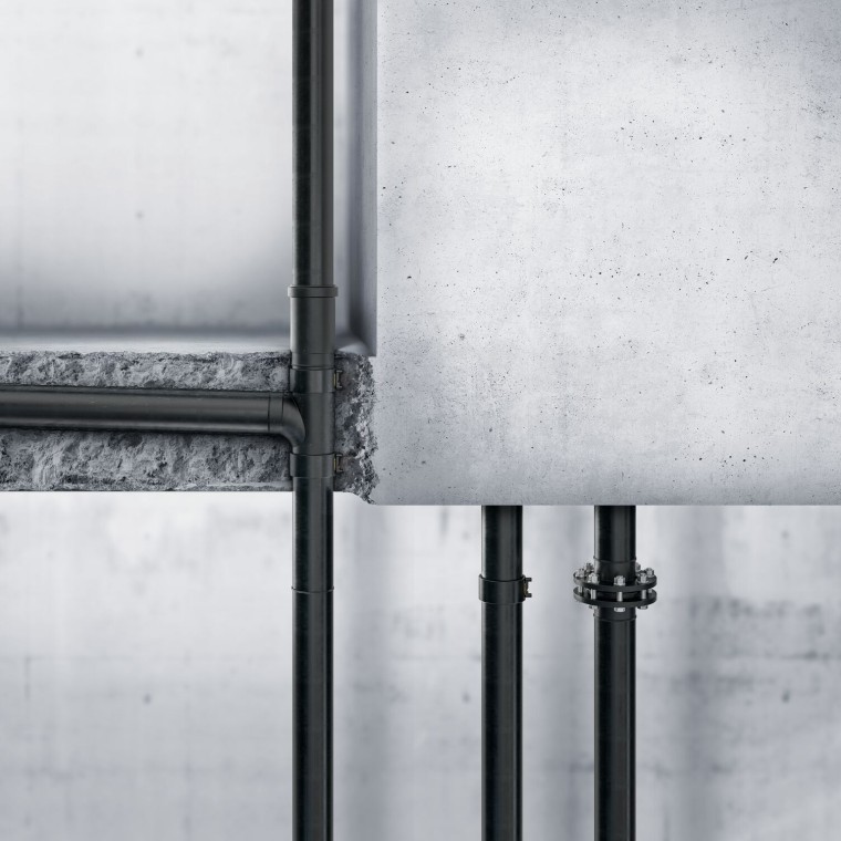 Geberit PE kan også legges i betong Geberit PE kan også legges i betong