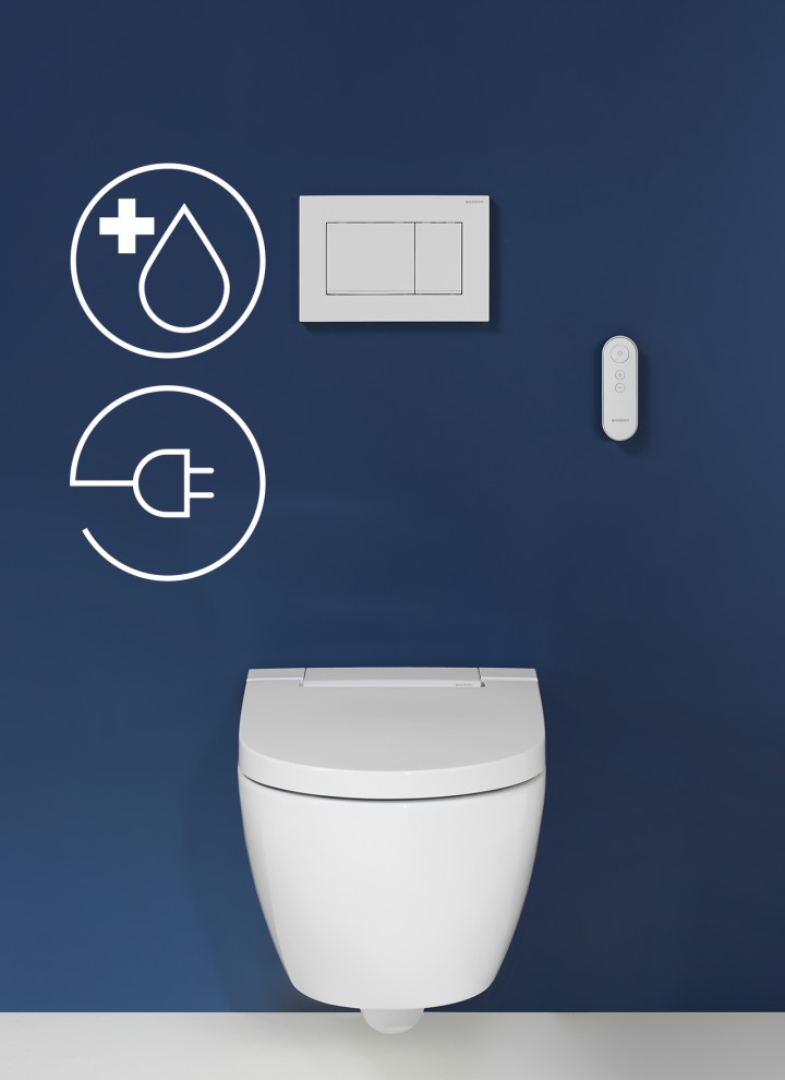 Geberit AquaClean-dusjtoaletter krever strøm- og vanntilkobling Geberit AquaClean-dusjtoaletter krever strøm- og vanntilkobling