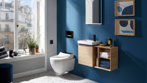 Geberit iCon gjestetoalett med liten servant og skap Geberit iCon gjestetoalett med liten servant og skap
