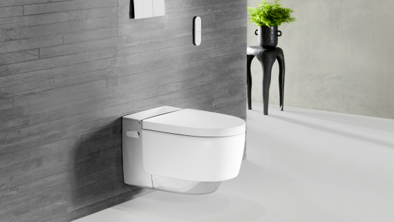 Geberit AquaClean Mera Comfort i krom med Sigma70 betjeningsplate