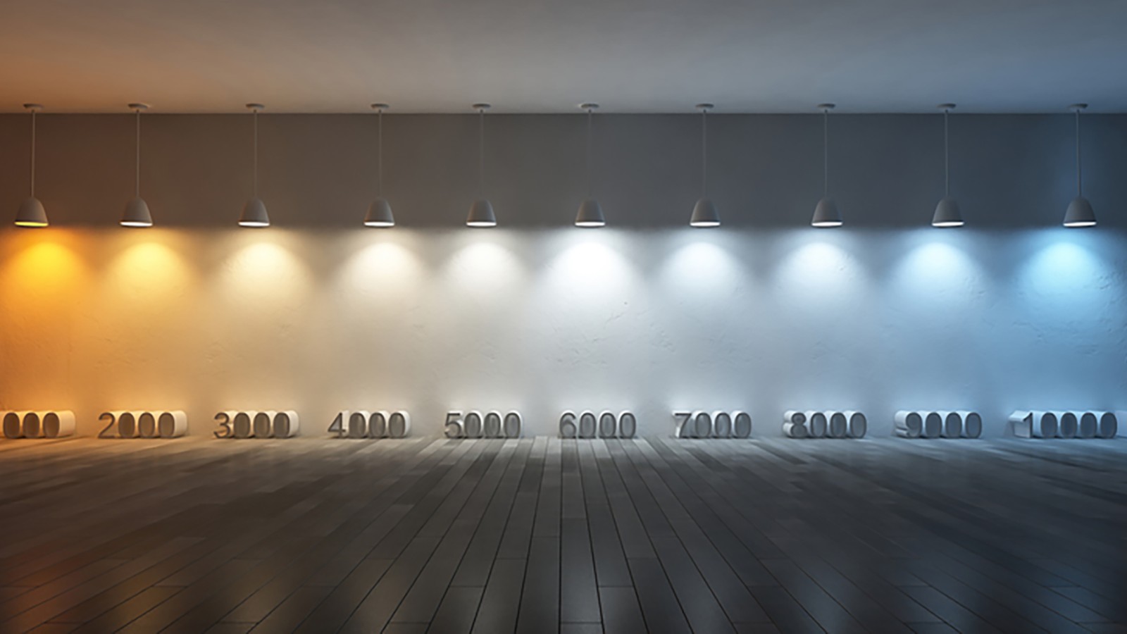 Illustrasjon av fargetemperatur med forskjellige kelvin-verdier (© iStock.com/SuriyaKK) Illustrasjon av fargetemperatur med forskjellige kelvin-verdier (© iStock.com/SuriyaKK)