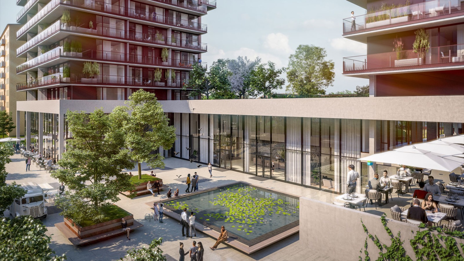 I første etasje er de tre tårnene forbundet med hverandre. (© Soravia)