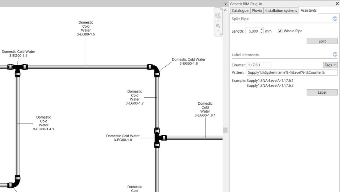 Nummerering av rør i Geberit BIM plug-in