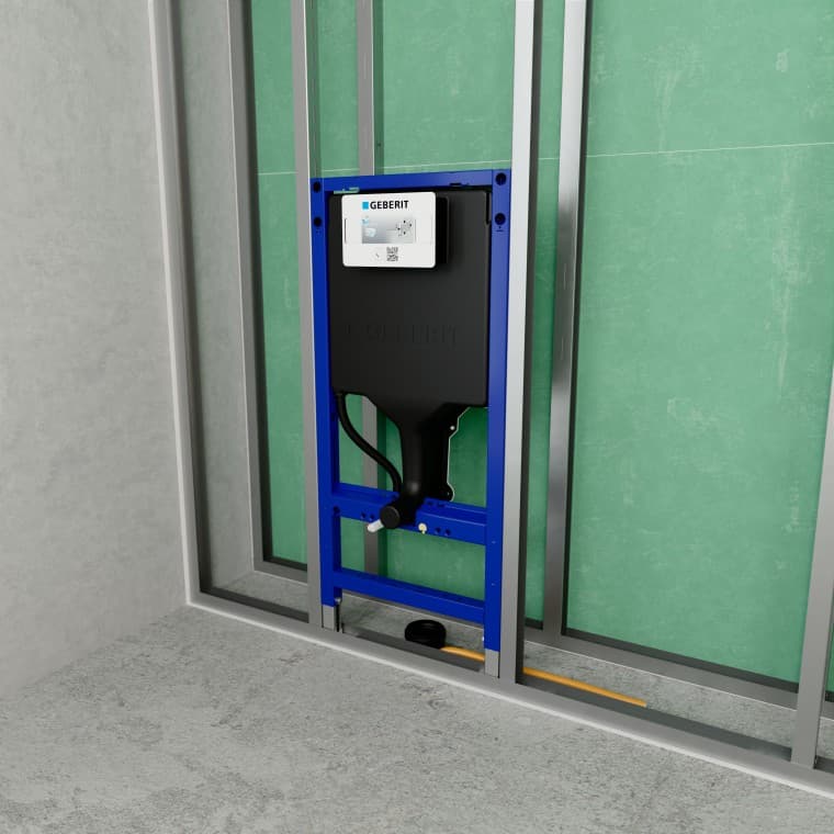 SIsternen plasseres direkte mellom veggens stendere, uten noe ekstra tettsjikt rundt sisternen SIsternen plasseres direkte mellom veggens stendere, uten noe ekstra tettsjikt rundt sisternen