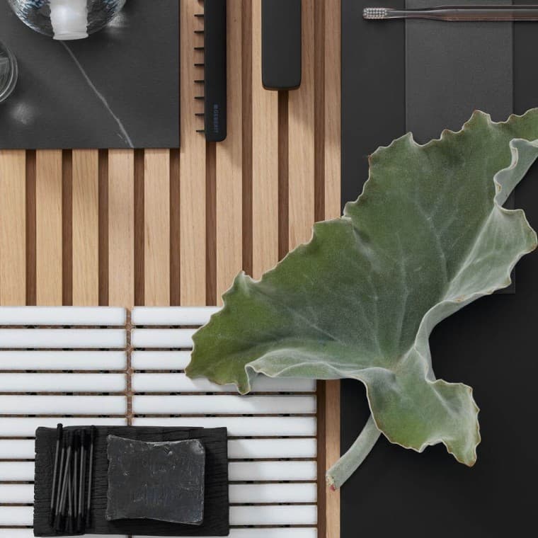 Moodboard for svart baderom Moodboard for svart baderom