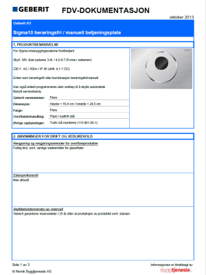 FDV Sigma10 berøringsfri FDV Sigma10 berøringsfri
