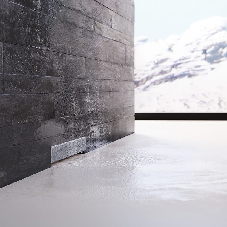 Geberit veggsluk i svart flisvegg Geberit veggsluk i svart flisvegg