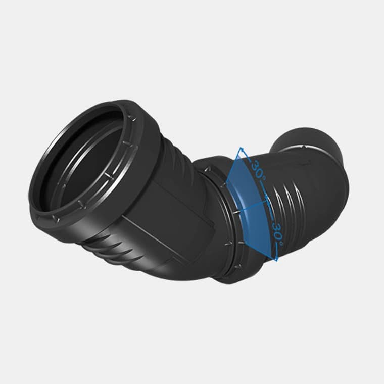 Tidsbesparende justering: 30°-merkingene gjør det mulig å justere rørdelene raskt og presist. Tidsbesparende justering: 30°-merkingene gjør det mulig å justere rørdelene raskt og presist.