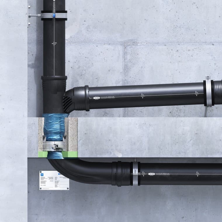 Geberit brannbeskyttelseshylse RS90 Plus EN, innfelt i tak med EPS/XPS-isolasjon Geberit brannbeskyttelseshylse RS90 Plus EN, innfelt i tak med EPS/XPS-isolasjon