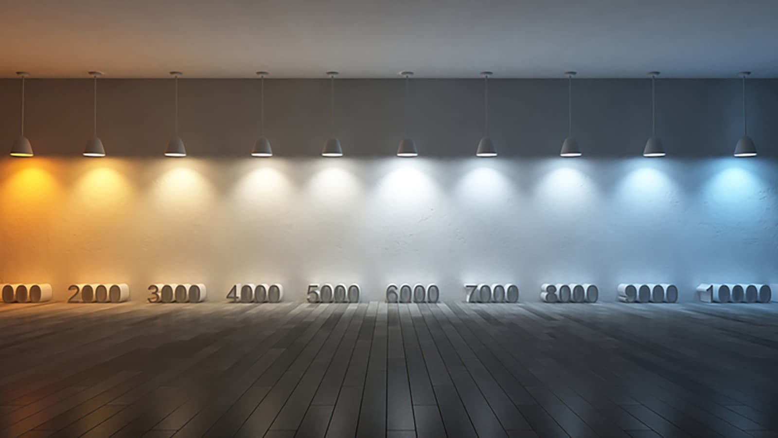 Illustrasjon av fargetemperatur med forskjellige kelvin-verdier (© iStock.com/SuriyaKK) Illustrasjon av fargetemperatur med forskjellige kelvin-verdier (© iStock.com/SuriyaKK)