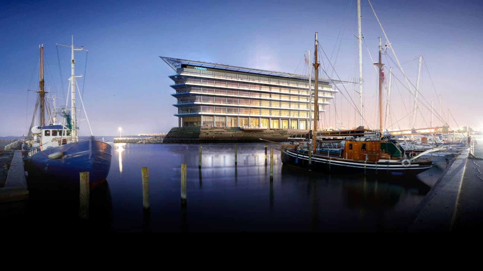 Med en vakker utsikt over Öresund broen mellom København og Malmö: det nye hovedkvarteret til Ferring Pharmaceuticals (©Foster&Partners) Med en vakker utsikt over Öresund broen mellom København og Malmö: det nye hovedkvarteret til Ferring Pharmaceuticals (©Foster&Partners)