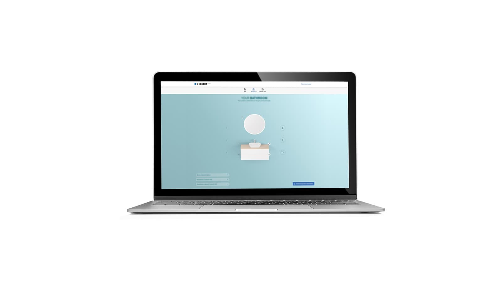 A man creating his washbasin area with the Geberit product finder