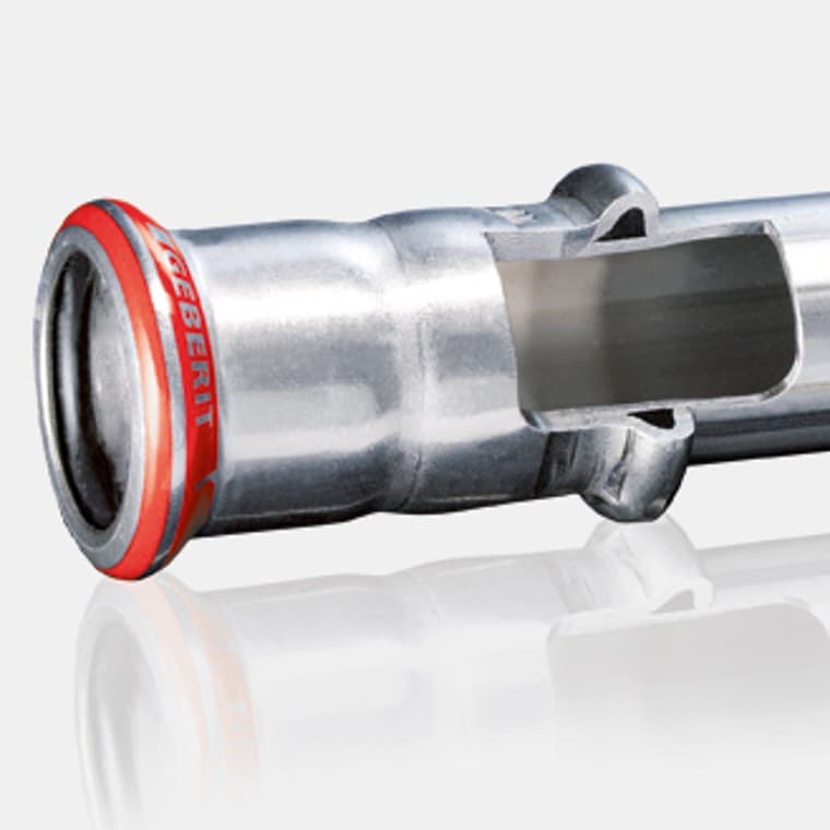 Tverrsnitt av en Geberit Mapress El-Forsinket Stål fitting Tverrsnitt av en Geberit Mapress El-Forsinket Stål fitting